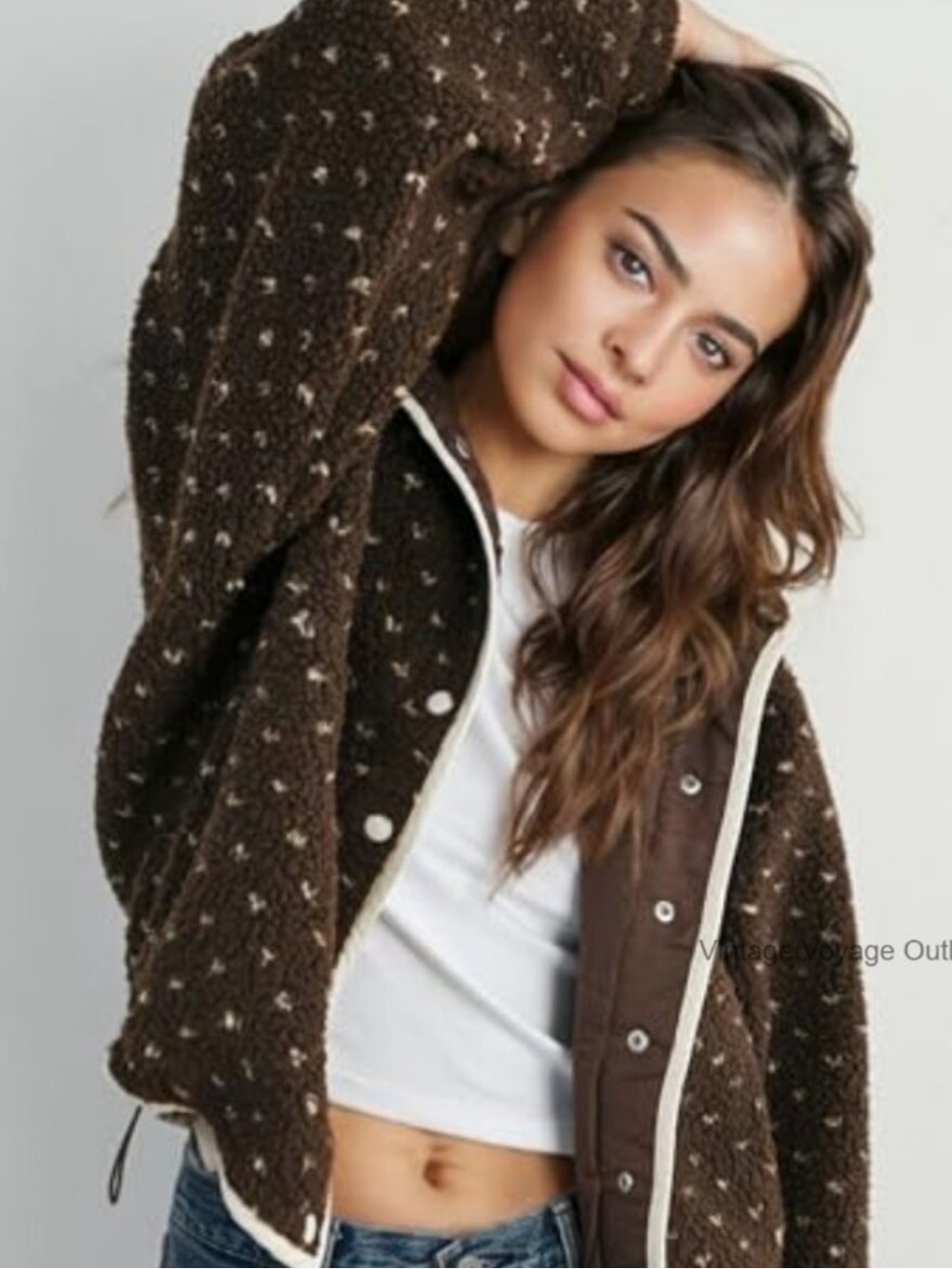 Butter melon Brown Fleece Sherpa Jacket